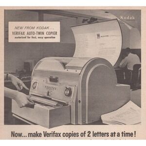 Vintage 1961 Kodak Verifax Copier Print Ad Office Copy Machine Technology